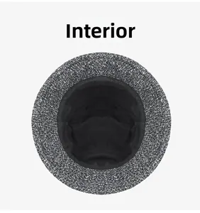 Detail view showing smooth black inner lining and neat stitching of the wool bucket hat