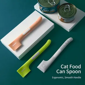 Silicone Cat Dog Can Spoon And Lid Multifunctional Pet Wet Food Feeding Stirring Scraper Long Handle Cat Tail Shape