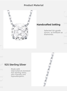 Macro shot of S925 sterling silver necklace featuring octagon-cut 5A cubic zirconia