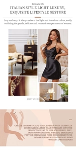 Detail of elegant black satin nightgown with draped neckline and smooth luxury texture