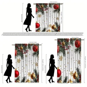 Rideaux de Noël en velours avec anneaux et passe-tringle en trois tailles disponibles