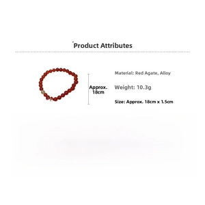 Bracelet en perles d'agate rouge avec pendentif cheval doré, longueur 18cm, perles 1.5cm