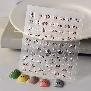 3D Relief Cartoon Eyes Smile Face Nail Stickers Waterproof Jelly Nail Decals DIY Art Decoration For Women