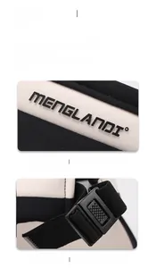 Detail of contrast visor with embossed logo and adjustable plastic strap buckle
