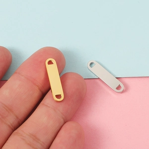 Polished 5x22mm stainless steel bar connectors in gold and silver for DIY jewelry