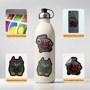 Neon graffiti vinyl stickers set for laptop and water bottle with waterproof sun protection