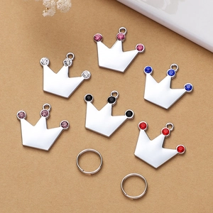 Crown Shape Pet ID Tag Zinc Alloy With Rhinestones Pendant For Dogs And Cats Collar Decoration Accessories