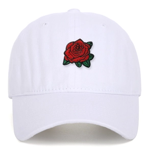 Gorra de Béisbol de Algodón Lavado Vintage con Rosa Roja Bordada Sombrero Dad Hat Protección Solar Ajustable Mujer Hombre