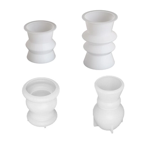 Translucent silicone mold set for geometric resin candle holders and plaster art vases