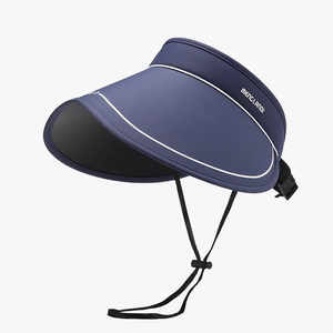 Navy blue breathable ice silk sun visor for women with adjustable windproof cord