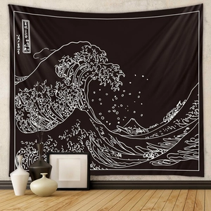 Arazzo Giapponese Ukiyo-e Grande Onda Poliestere Appeso A Parete Coperte D'Arte Decorativa Per Camera Da Letto Soggiorno