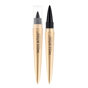 MISS ROSE professional black eyeliner with gold tube and precision tip on white background
