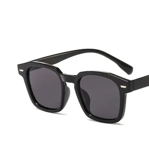 Classic black square frame sunglasses with silver metallic accents for a stylish retro look