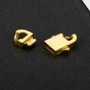Polished gold stainless steel Cuban chain clasp components for DIY jewelry making