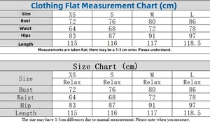 Size chart showing bust, waist, and hip measurements for this sexy backless slit dress