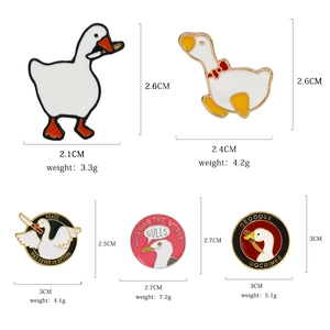 Creative cartoon enamel pin set featuring funny white geese and meme style bird brooches