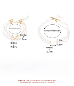 Guide détaillé des dimensions pour l'ensemble collier et bracelet multicouches en perles