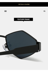 Detalle de la montura geométrica negra mate y textura de estas gafas de sol de moda