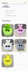 Détails des pendentifs boules de suie en peluche avec bonnets et lunettes en cinq coloris