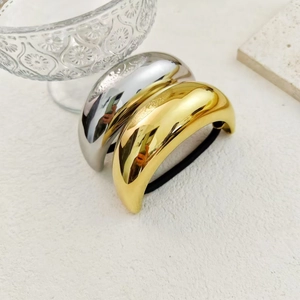 Minimalist stainless steel hair ring set in gold and silver finish for ponytails