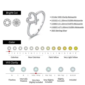Elegant S925 sterling silver irregular heart ring featuring Moissanite with D color VVS1 clarity