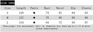 Size guide table for lace bodysuit including bust, waist, hip, and sleeve dimensions