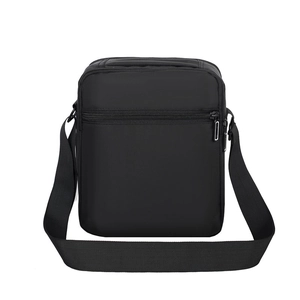Men's minimalist black oxford shoulder bag with adjustable strap for business commute