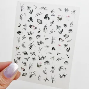 5D Ink Tulip Nail Art Stickers with thin flexible texture for elegant manicure