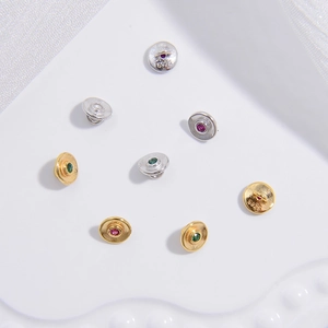 925 Sterling Silver Round Connector Buckle Bead Cap With Zircon Colorful Stone DIY Jewelry Making For Necklace Bracelet