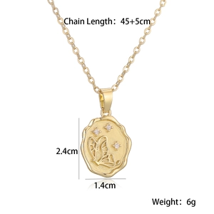 Macro detail of gold butterfly coin necklace with dimensions 45+5cm chain and 6g weight