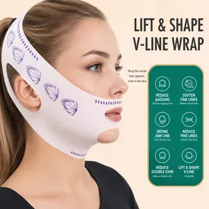 Pink V-line face lifting strap for facial contouring and sagging skin reduction