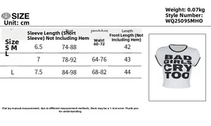 Größentabelle für Damen Crop Top mit Brust- und Längenmaßen für die perfekte Passform