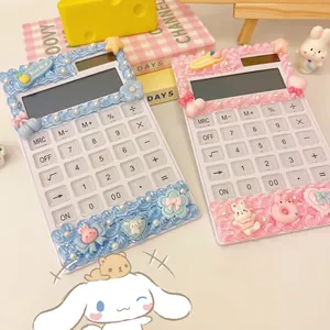 DIY cream glue calculator kit with cute 3D bunny and star charms in pastel colors