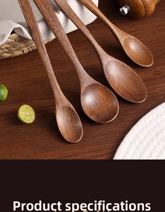 Detail view of four-piece natural wooden spoons set with smooth polished textures