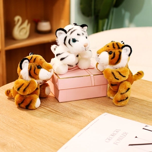 Süße Plüsch-Tiger-Anhänger in Gelb und Weiß, weiche Kuscheltiere für Kinder