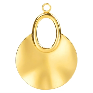 Polished 18k gold plated stainless steel geometric round pendant for DIY necklace making