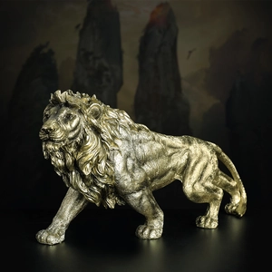 Majestic Lion And Horse Head Statue Resin Ornament Modern Metallic Finish Animal Figurine For Home Office Desktop Decor