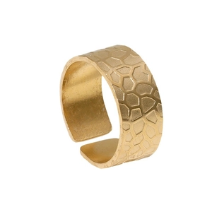 Anello aperto in acciaio inossidabile placcato oro 18K con trama a nido d'ape punk