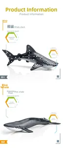 Detail of whale shark and blue whale ocean animal models with realistic skin texture
