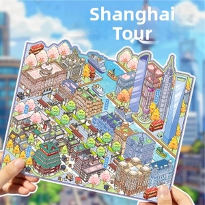 Detail of creative Shanghai landmark miniature stickers with Oriental Pearl Tower design