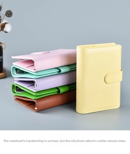 Close-up of colorful A5 A6 PU leather binders with magnetic buckle and metal ring structure