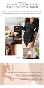 Italian style light luxury black satin nightgown with elegant silk texture and glossy finish