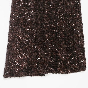 Jupe sirène élégante en paillettes marron foncé avec détails de tissu scintillant