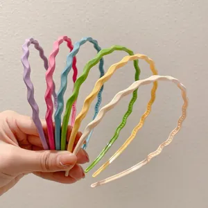 Thin Wavy Headband Candy Color Plastic Hair Hoop Non-slip Teeth Design Sweet Style Hair Accessories For Women Girls