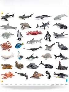Detailed collection of realistic marine animal models including sharks and sea turtles