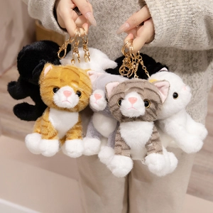 Cute Realistic Cat Plush Keychain Soft Mink Velvet Kitten Doll Pendant For Bag Backpack Decoration Aesthetic Gift Girls Kids