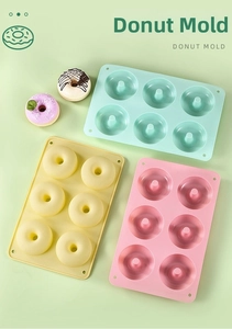 Three macaron-colored silicone donut molds with 6 cavities and practical hanging holes