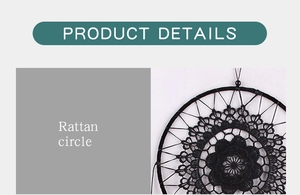 Detail shot of black dreamcatcher showing the woven mesh and natural rattan circle frame