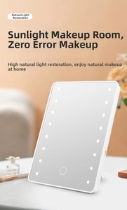 Detail of 16 LED vanity mirror lights with touch sensor on a stylish dressing table