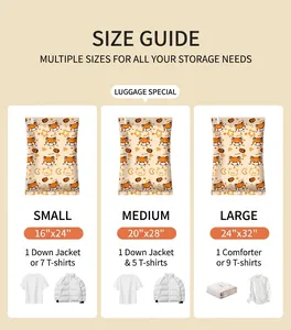 Detailed size recommendation guide for vacuum compression storage bags in small medium and large
